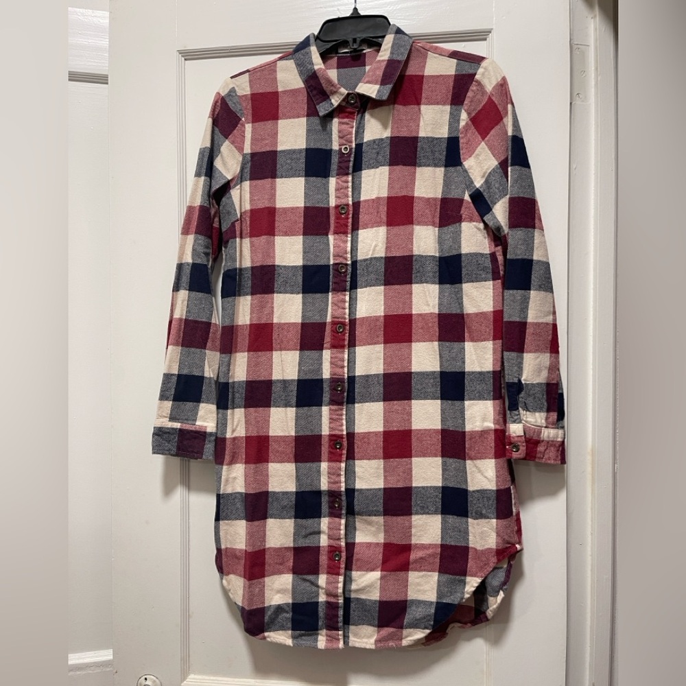 Plaid Button-Up Shirt Dress by Toffee Mocha